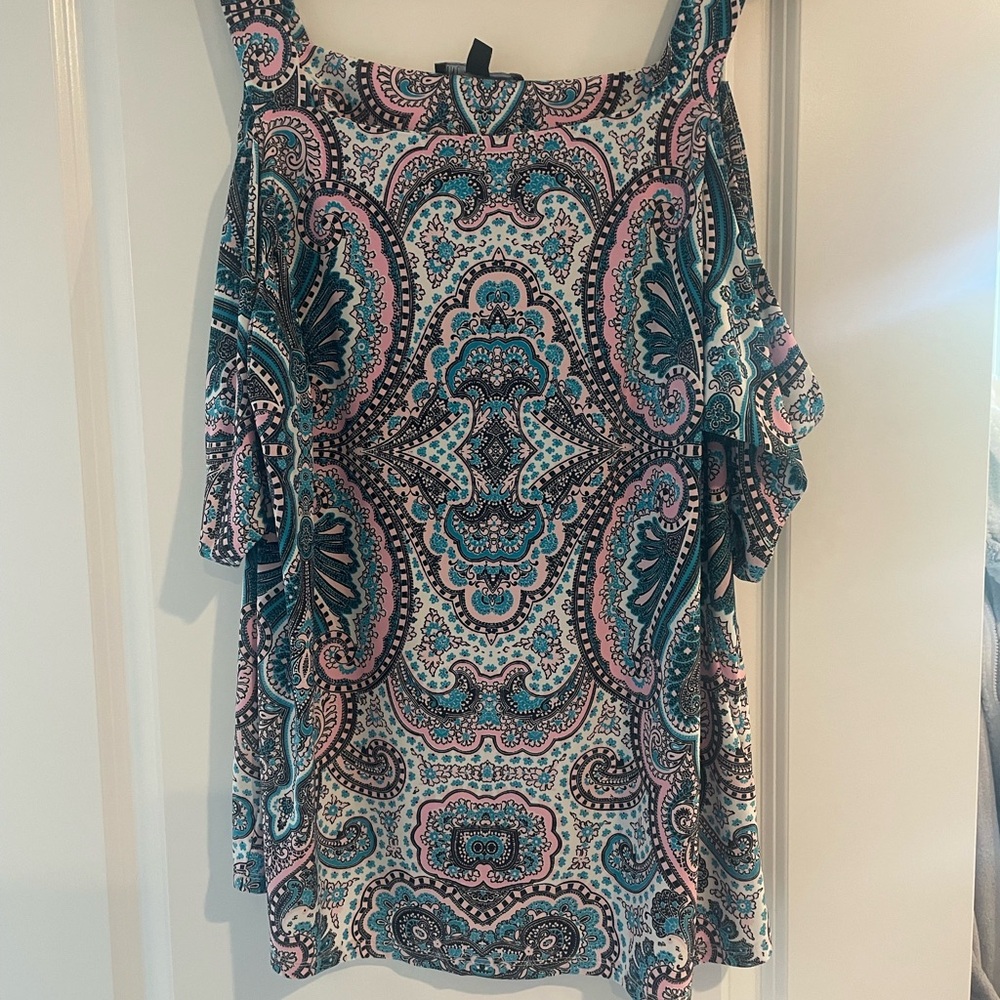 INC International Concepts Blue Ruffled Blouse